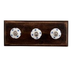 Slate Blue Star Ceramic Wooden Hooks