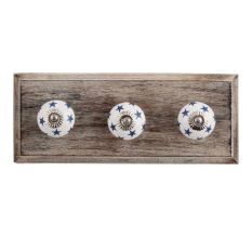 Slate Blue Star Ceramic Wooden Hooks