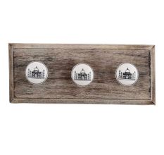 Tajmahal Flat Ceramic Wooden Hooks