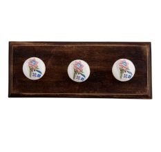 Multicolor Rose Flat Ceramic Wooden Hooks