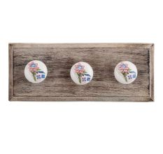 Multicolor Rose Flat Ceramic Wooden Hooks