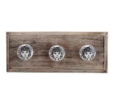 White Base Black Baby Flat Ceramic Wooden Hooks