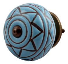 Brown Pattern Etched Ceramic Dresser Knob