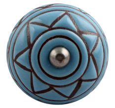 Brown Pattern Etched Ceramic Dresser Knob