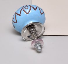 Turquoise Etched Ceramic Floral Dresser Knob Online