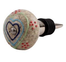 Colorful Hearts Crackle Ceramic Wine Stopper