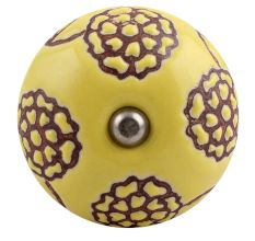 Brown Marigold Etched Ceramic Floral Wine Stopper
