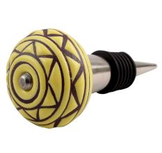 Brown Pattern Etched Ceramic Wine Stopper