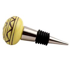 Brown Pattern Etched Ceramic Wine Stopper