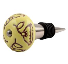 Calla Lily Brown Etched Ceramic Wine Stopper