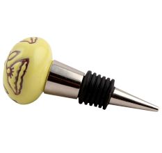 Calla Lily Brown Etched Ceramic Wine Stopper