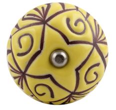 Yellow Base Brown Etched Ceramic Wine Stopper