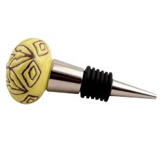 Brown Amarylis Floral Etched Ceramic Wine Stopper