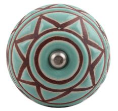 Sea Green Base Brown Pattern Etched Ceramic Wine Stopper