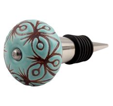 Sea Green Etched Ceramic Wine Stopper