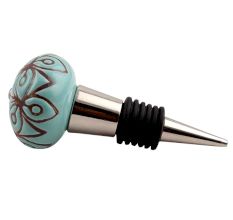 Sea Green Etched Ceramic Wine Stopper