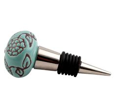 Brown Marigold Etched Ceramic Wine Stopper