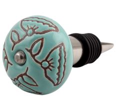 Calla Lily Brown Etched Ceramic Wine Stopper