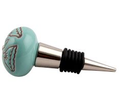 Calla Lily Brown Etched Ceramic Wine Stopper