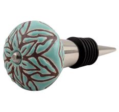 Amarylis Floral Etched Ceramic Wine Stopper