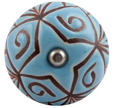 Turquoise Etched Ceramic Floral Wine Stopper