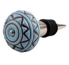 Brown Pattern Etched Ceramic Wine Stopper