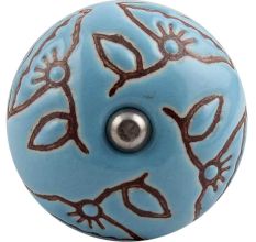 Turquoise Calla Lily Brown Etched Ceramic Wine Stopper