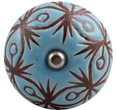 Turquoise Etched Ceramic Floral Wine Stopper