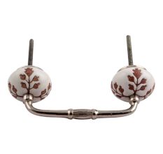 Brown Leaf Cut Flower Etched Ceramic Bridge Handle