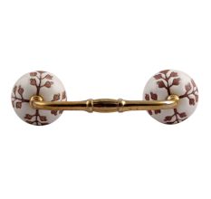 Brown Leaf Cut Flower Etched Ceramic Bridge Handle