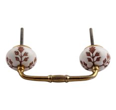 Brown Leaf Cut Flower Etched Ceramic Bridge Handle