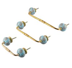 Turquoise Marigold Floral Ceramic Bridge Handle