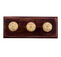 Yellow Brown Leaf Flower Etched Ceramic Wooden Hooks