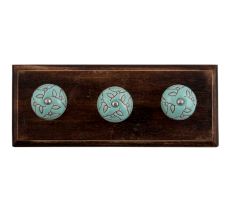Calla Lily Brown Etched Ceramic Wooden Hooks
