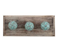Calla Lily Brown Etched Ceramic Wooden Hooks