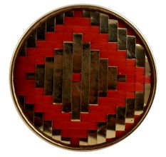 Round Red Orange Metal and Wooden Dresser Knobs