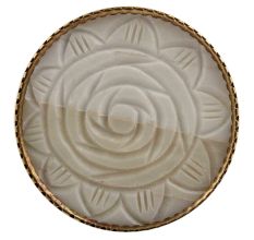 Cream Round Rose Bone and Metal Knob