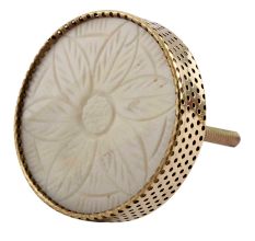 Round Cream Flower Metal and Bone Drawer Knob