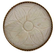 Round Cream Flower Metal and Bone Drawer Knob