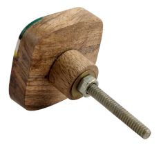 Square Wooden and Metal Cabinet Knob