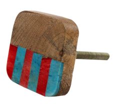 Square Striped Wooden Cabinet Knob