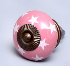 Pink Star Ceramic Drawer Knob