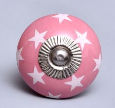 Pink Star Ceramic Drawer Knob