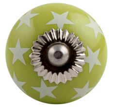 Lime Green Star Ceramic Drawer Knob