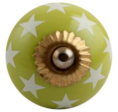 Lime Green Star Ceramic Drawer Knob