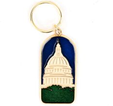Brass Whitehouse Brass Key Ring With Blue Background
