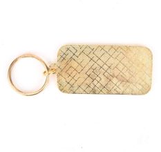 Black Bear In Forest Brass Key Chain With Snow Clad Mountain