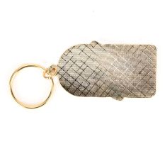 Red Bird On Branch With Blue Background Brass Keychain