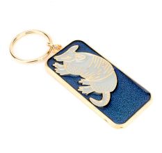 Silver Aardvark On Blue Brass Key Chain