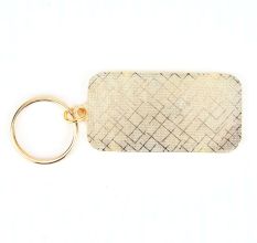 White House America On Blue Brass Key Ring